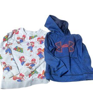 Boys Mario UA Under Armour YXS 6x 7 Yrs Bundle Sweatshirt Hoodie Blue XS Sweater